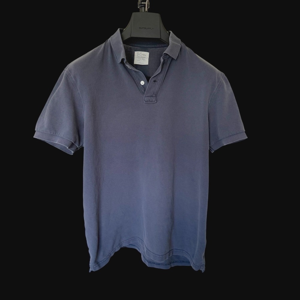 J.Crew Navy Blue 100% Cotton Pique Short Sleeve Polo Shirt Medium 12090